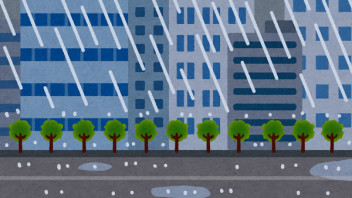 どしゃ降りの雨